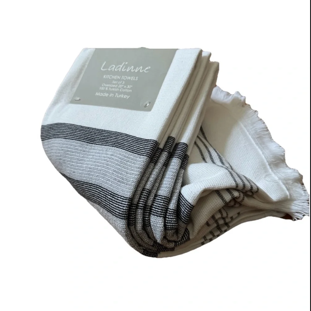 Ladinne Kitchen Towels Set Of 3 Oversized 20”x30” 100% Turkish Cotton Multi